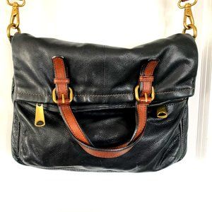 Fossil Explorer foldover tote, leather